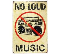 Metal Tin Sign No Loud Music Metal Wall Sign Nostalgic Wall Poster Novelty Metal Poster For Pub Bathroom Bar M