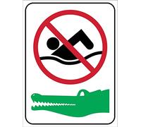 Metal Tin Sign No Swimming Crocodiles Warning Security Notice Signs Industry Yard Wall Decoration Plaque Indoor/Outdoor Use 8"x12"