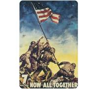 Metal Tin Sign Now All Together Iwo Jima Vintage World War Ii Two Ww2 Wwii Usa Military Metal Painting Retro Wall Art Mural Hanging, For Bathroom, Home, Garden, 30x40cm