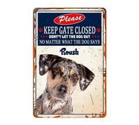 Metal Tin Sign Personalized Keep Gate Closed No Matter What The Catahoula Dog Says Don'T Let The Dog Out Custom Name Bathroom Signs Funny Metal Signs Vintage Wall Poster For Cafe Garage Kitchen S