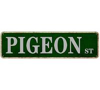Metal Tin Sign Pigeon Street Funny Metal Signs Vintage Sign Retro Tin Signs Aluminum Metal Sign for Bedroom Kitchen Garden Wall Bab Club Coffee Hanging Sign Home Decor 4x16 Inch