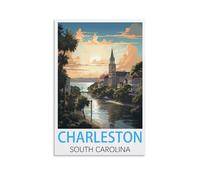 Metal Tin Sign Plaque Poster Charleston South Carolina Personalized Vintage Style Retro Tin Sign Custom Sign for Wall Outdoor, Indoor, Street, Office 20x30cm