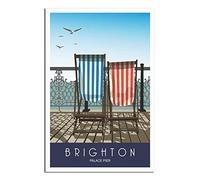 Metal Tin Sign Plaque Poster Deck Chairs Brighton Sussex Retro Man Cave Bar Pub Shed Novelty Gift Aluminium Metal Tin Wall Décor Sign 15x30CM