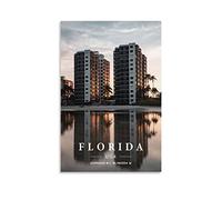 Metal Tin Sign Plaque Poster Florida City Sunset Scenery Retro Man Cave Bar Pub Shed Novelty Gift Aluminium Metal Tin Wall Décor Sign 30x30cm