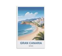 Metal Tin Sign Plaque Poster Gran Canaria Spain Cave Signs Art Plaque Poster Wall Decor for Home Kitchen Bar Club Coffee Shop Orchard Decoration 15x30cm