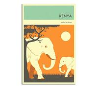 Metal Tin Sign Plaque Poster Kenya Elephant Retro Man Cave Bar Pub Shed Novelty Gift Aluminium Metal Tin Wall Décor Sign 30x30CM