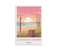 Metal Tin Sign Plaque Poster La Tranche Sur Mer France Beach Cave Signs Art Plaque Poster Wall Decor for Home Kitchen Bar Club Coffee Shop Orchard Decoration 30x40cm