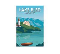 Metal Tin Sign Plaque Poster Lake Bled Slovenia Decorative Wall Art PlaqueRetro Metal Wall Hanging Sign for Bar, Pub, Restaurant, or Home Decor 30x30cm