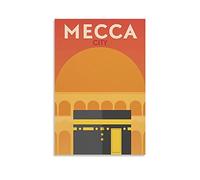 Metal Tin Sign Plaque Poster Mecca City Decorative Wall Art PlaqueRetro Metal Wall Hanging Sign for Bar, Pub, Restaurant, or Home Decor 15 * 30CM