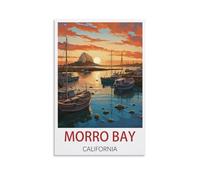 Metal Tin Sign Plaque Poster Morro Bay California Personalized Vintage Style Retro Tin Sign Custom Sign for Wall Outdoor, Indoor, Street, Office 30x30cm