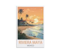 Metal Tin Sign Plaque Poster Riviera Maya Mexico Vintage Plaques Poster Plaque Decor Retro Posters Gallery Wall Art Print 30x30cm