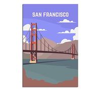 Metal Tin Sign Plaque Poster San Francisco Golden Gate Bridge Skyline Retro Man Cave Bar Pub Shed Novelty Gift Aluminium Metal Tin Wall Décor Sign 30x40CM