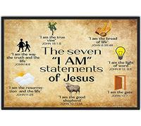 Metal Tin Sign Plaque Seven Statemens Of Jesus I Am The Way The Truth The Life Metal Signs Wall Art Funny Iron Poster, For Garden, Home, Bathroom, 30x40cm