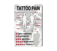 Metal Tin Sign Plate Tattoo Pain Chart Funny Novelty Shop Store Wall Decal Body Art 8x12 Inch
