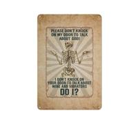 Metal Tin Sign Please Don‘T Knock On My Door To Talk About God To Talk About Wine And Vibrators Sign Vintage Metal Bar Tavern Pub Club Man Cave Wall Decor 8x12 Inch