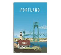 Metal Tin Sign Portland Oregon Skyline Vintage Wall Plaques for Man Cave Home Outdoor Farm Girl's Room Wedding Valentine's Day Present 30x30CM