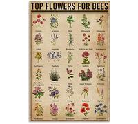 Metal Tin Sign Poster Bee Bee’S First-Class Flower Knowledge Metal Sign, Vintage Wall Art, Home Decoration Sign Anniversary Birthday Retro Metal Signs Funny