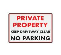 Metal Tin Sign Private Property Keep Driveway Clear No Parking Wall Art Weatherproof Rustproof Notice Sign For Residential Property Driveway Access Area Private Land Community Space 8×6 INCH