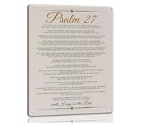 Metal Tin Sign Psalm 27 Poster Bible Verse Wall-Art Scripture Poster for Kitchen Wall Pictures for Bedroom Painting for Modern Home Decoration Picture Home Office