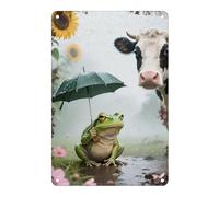 Metal Tin Sign Rainy Field Green Frog With Umbrella Decoration Tin Painting Retro Vintage Poster Plaque, For Bedroom, Garden, Kitchen, 20x30cm