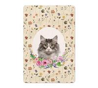Metal Tin Sign Retro Flowers Wreath Norway Cat Metal Signs Nostalgic Wall Poster Novelty Bathroom Signs For Restaurant Cafe Kitchen S