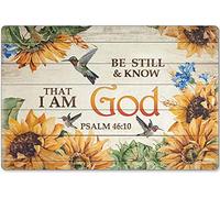 Metal Tin Sign Retro Sunflower and Bird Be Still & Know That I Am God Tin Sign Home Coffee Garden Wall Decor20*30cm