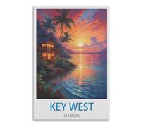 Metal Tin Sign Retro Vintage Funny Wall Decor Art Mural Hanging Iron Painting for Home Garden Bar Pub Kitchen Living Room Welcome Porch Poster Plaque, Key West Florida 30 * 30cm