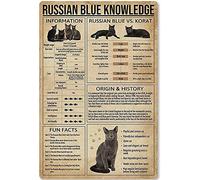 Metal Tin Sign Retro Wall Decor Russian Blue Knowledge Vintage Tin Signs for Home Bar Coffee 8" X 12"in