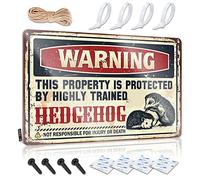 Metal Tin Sign Retro Warning This Property Is Protected By A Highly Trained Hedgehog Sign Decor For Man Cave Funny Wall Signs(30X40CM)