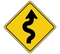 Metal Tin Sign Right Winding Road With Sharp Turn Novelty Sign Square Sign 12x12 inches