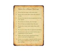 Metal Tin Sign Rules for A Happy Marriage Vintage Tin Poster Metal Sign Wall Decoration Country Kitchen Home Garage Decor 16"x12"