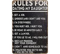 Metal Tin Sign Rules For Dating My Daughter Aluminium Sign Retro Tin Signs Vintage Metal Tin Sign For Bar Home Wall Metal Decoration 8x12inches