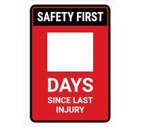 Metal Tin Sign Safety First: Days Since Last Injury Red Portrait Danger Warning Wall Sign Novelty Wall Poster Vintage Metal Signs For Restaurant Garage Cafe M