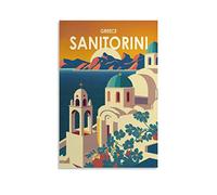 Metal Tin Sign Santorini Greece Sunset Funny Retro Metal Wall Decor Decorative Tin Sign Art Plaque Poster for Home Kitchen Bar Club Decoration 15x30cm
