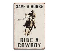 Metal Tin Sign Save A Horse Ride A Cowboy Fast Food Bar Pub Garage Shop Wall Decor 8x12inch