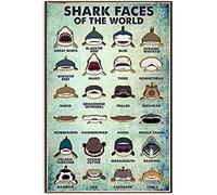 Metal Tin Sign Sharkfaces Of The World Knowledge Great White Metal Signs Novelty Bathroom Signs Vintage Wall Poster For Garage Kitchen Home 20X30CM