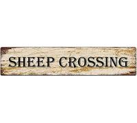 Metal Tin Sign Sheep Crossing Funny Metal Signs Vintage Sign Retro Tin Signs Aluminum Metal Sign for Bedroom Kitchen Garden Wall Bab Club Coffee Hanging Sign Home Decor 4x16 Inch