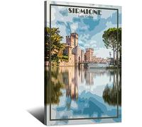 Metal Tin Sign Sirmione Lake Garda Vintage Travel Tin Sign Rustic Decor Cave Coffee Shop Bar Bedroom Home Wall Decor Tin Sign 20x30CM