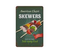 Metal Tin Sign Skewers Fast Food Vintage Tin Poster Metal Sign Wall Decoration Country Kitchen Home Garage Decor 12"x8"