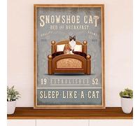 Metal Tin Sign Snowshoe Cat In Bed Metal Painting Funny Vintage Poster Plaque, For Bedroom, Kitchen, Kitchen, 30x40cm