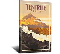 Metal Tin Sign Spain Tenerife Mount Teide Vintage Travel Tin Sign Rustic Decor Cave Coffee Shop Bar Bedroom Home Wall Decor Tin Sign 14x20CM