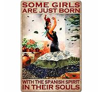 Metal Tin Sign,Spanish Spirit in Their Souls Retro Poster Garage Kitchen Wall Plaque Home Decor Cafe Bar Pub Beer Club Poster Painting 8x12 inch