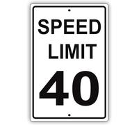 Metal Tin Sign Speed Limit 40 Mph Miles Per Hour Funny Metal Sign Exquisite And Beautiful Iron Signs For Orchard Pub Garden 20X30Cm