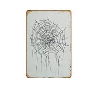 Metal Tin Sign Spider's Web Minimalist Wall Decor Black White Halloween Theme Art Print Spider Grey Home Decoration Children Artvintage Auto License Plate Tin Sign for Home Pub Bar Decor 12"x16"