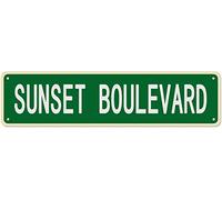 Metal Tin Sign Sunset Boulevard Funny Metal Signs Vintage Sign Retro Tin Signs Aluminum Metal Sign for Bedroom Kitchen Garden Wall Bab Club Coffee Hanging Sign Home Decor 4x16 Inch