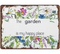 Metal Tin Sign The Is My Happy Placeing Watercolor Flowers She Shed Greenhouse Diy Exquisite And Beautiful Metal Sign Fixings Included Iron Signs For Farmhouse Coffee Hotel 20X30Cm