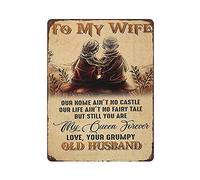 Metal Tin Sign to My Wife Our Home Ain‘t No Castle Our Life Ain’t No Fairy Tale Old Husband Tin Sign Metal Aluminum Sign Vintage Wall Decor Retro Poster for Bars Restaurants Cafes Pubs Home De