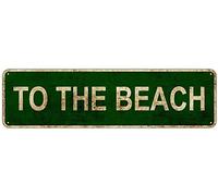 Metal Tin Sign to The Beach Street Signs Outdoor Road Signs 4x16 Inch