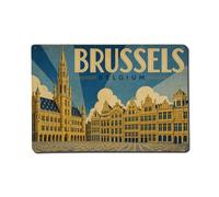Metal Tin Sign Travel Vintage Belgium Brussels
