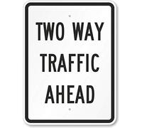 Metal Tin Sign Two Way Traffic Ahead, Heavy-Duty 8''x12'' Decor Aluminum Sign Wall Sign